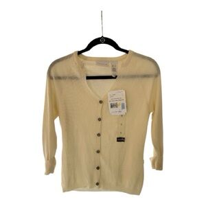 Liz Claiborne Cream Lightweight Cardigan Sweater Small Button Front NWT $79